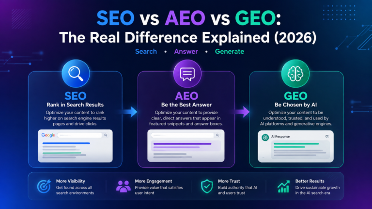 SEO vs AEO vs GEO: What’s the Difference and Which One Matters in 2026?